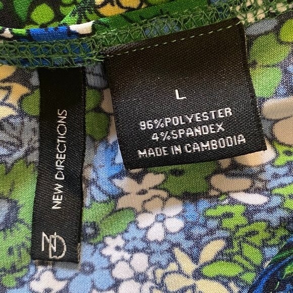 New Direction Boho Floral Tie Die V-Neck Short Sleeve Womens Top Size L - Picture 9 of 10